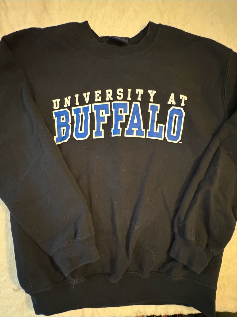 MV Sport Black Sweatshirt with Blue and White University at Buffalo Logo